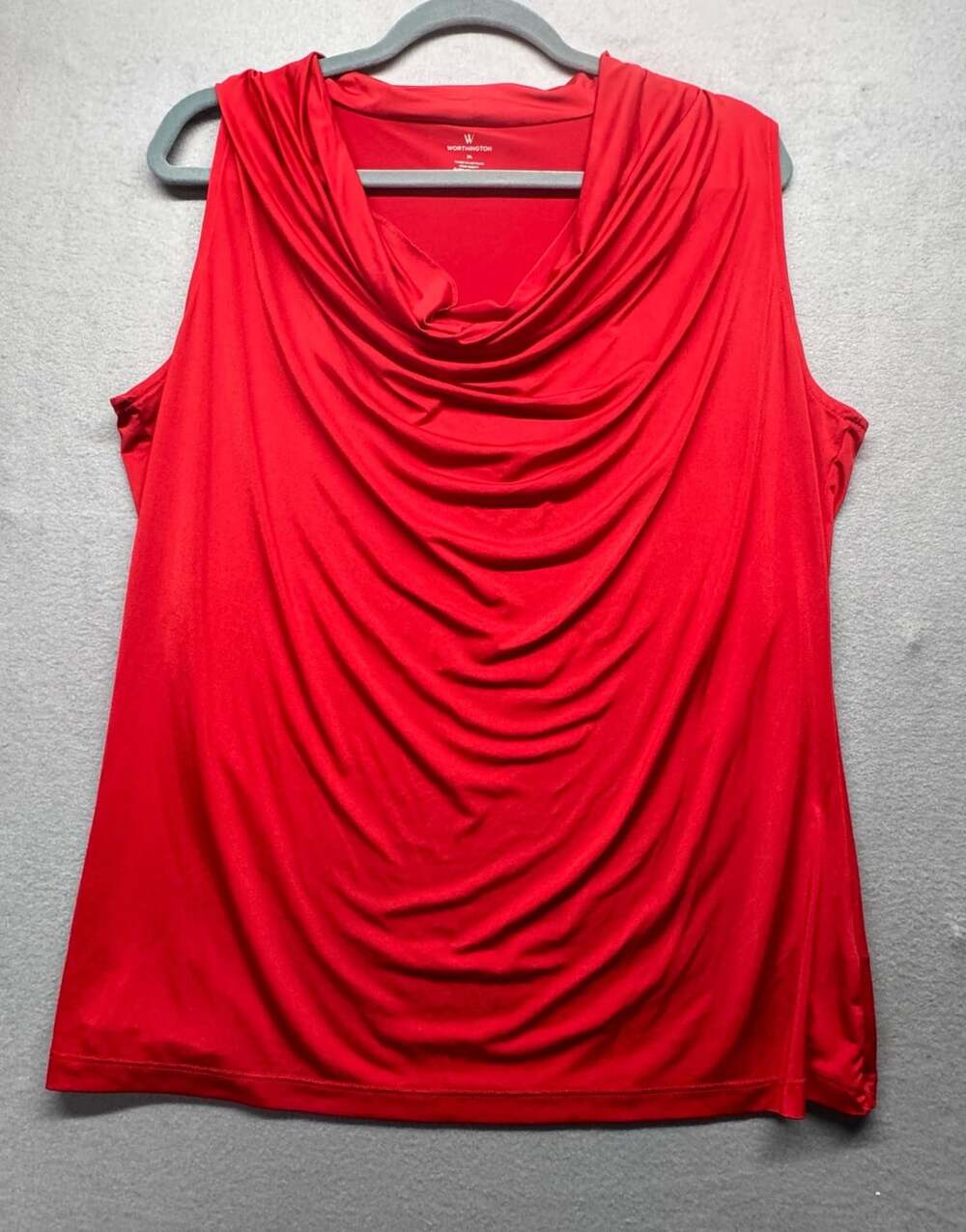 Worthington Tank Top Size XL Red Cowl Neck Sleeveless Blouse